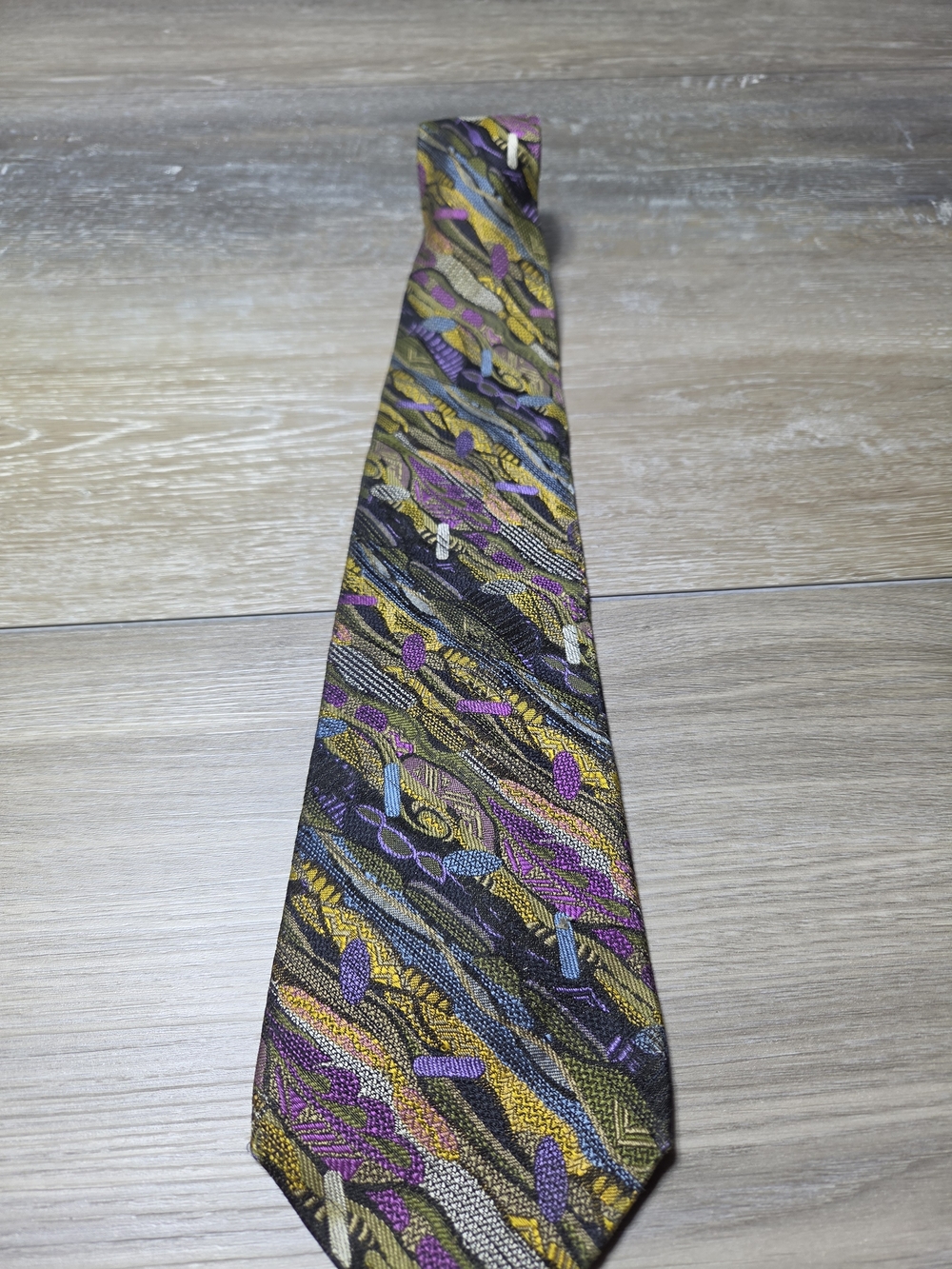 Vintage Abstract Multicolor Silk Necktie